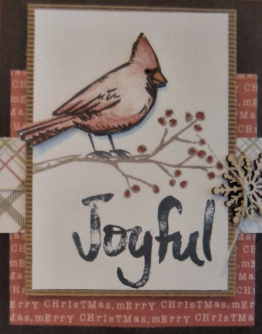 Joyful Cardinal Greeting Card DIY Craft Project, Front View | Crafty Monkey