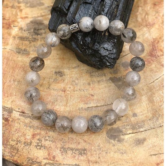 Black Tourmaline Quartz Stretch Bracelet for the Wrist! Natural Crystals & Handmade! | Crafty Monkey