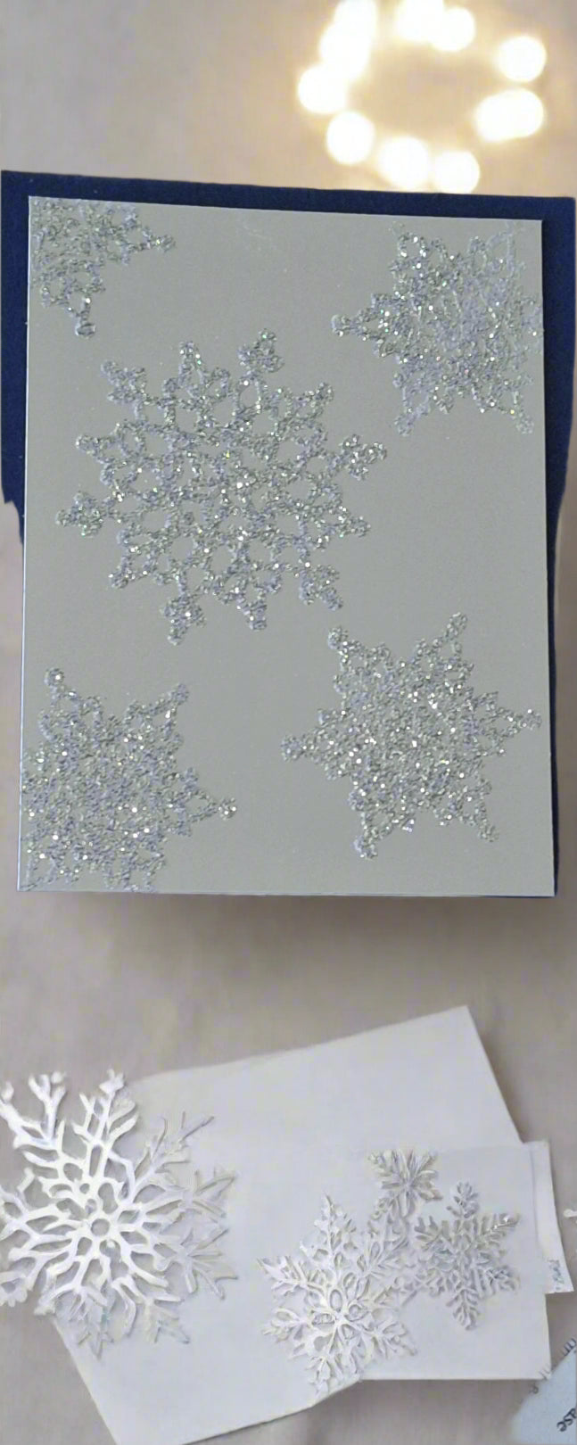 Festive Flurry Silver Snowflake Greeting Card DIY Crafts Project, Front View #2 | Crafty Monkey
