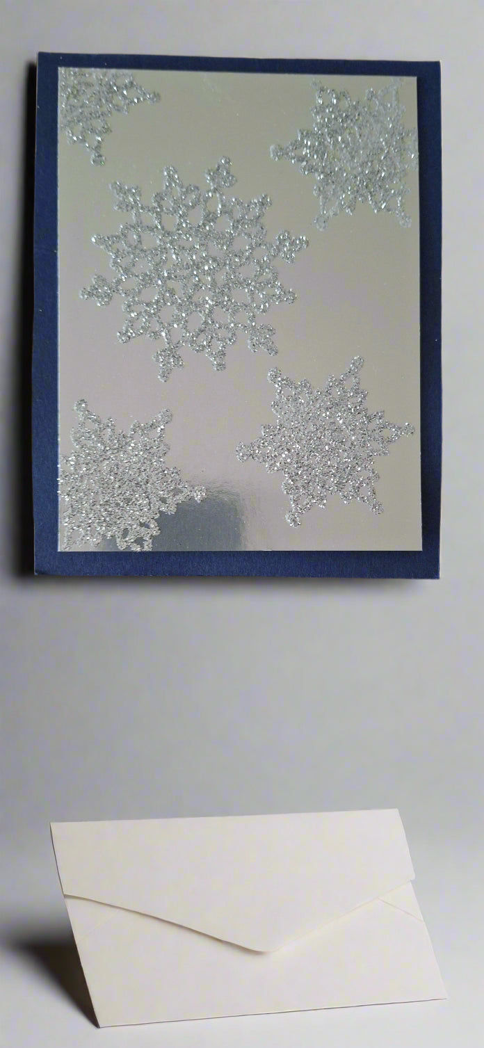 Festive Flurry Silver Snowflake Greeting Card DIY Crafts Project, Front View #3 | Crafty Monkey
