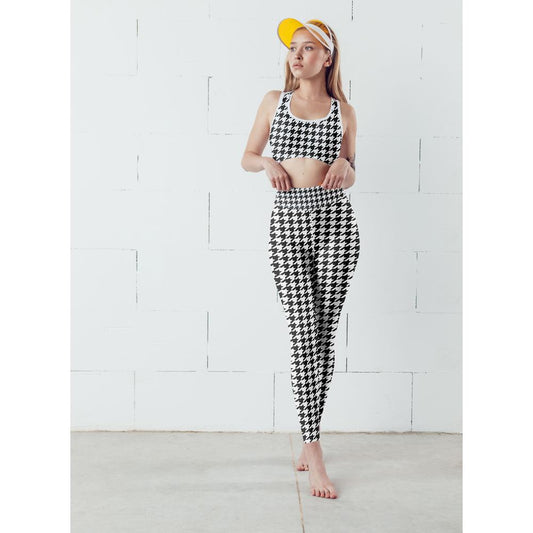 Houndstooth Fitness Legging Workout Legging Set, front view | Crafty Monkey