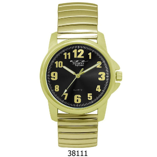 M Milano Expressions Gold Flex Band Watch With Black Dial