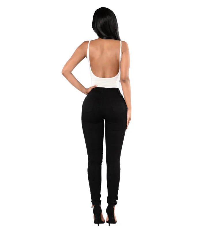 Women's Black Fitted Rear View High Rise Jeans-Jeans-Crafty Monkey