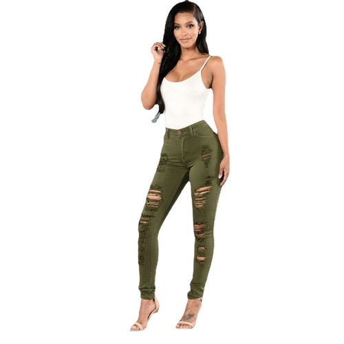 Women's Green Fitted High Rise Jeans-Jeans-Crafty Monkey