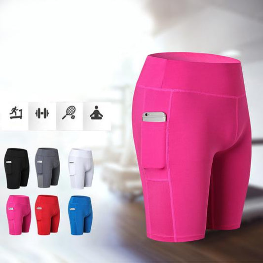 All Seasons Comfort Yoga Shorts Stretchable With Phone Pocket, Side View | Crafty Monkey