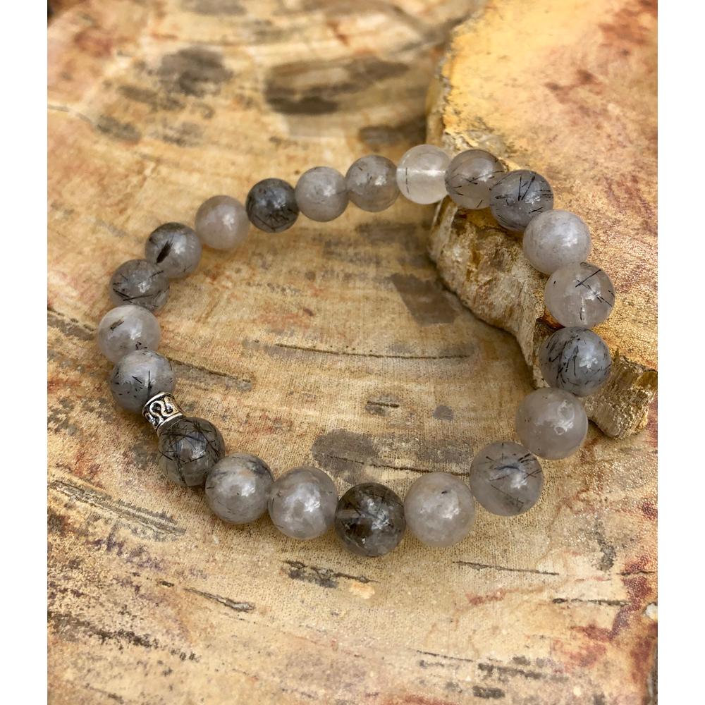 Black Tourmaline Quartz Stretch Bracelet for the Wrist! Natural Crystals & Handmade! | Crafty Monkey