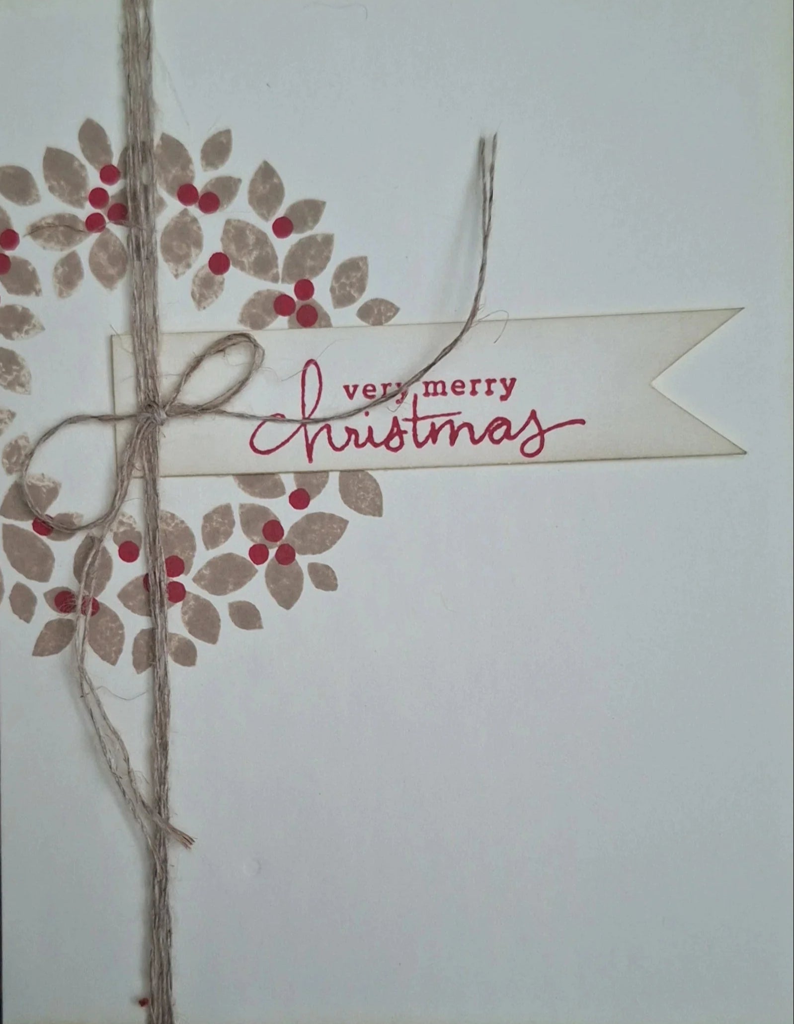 Christmas Wreath Front Side Greeting Card with ribbon | Crafty Monkey