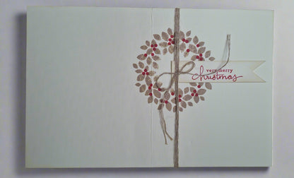 Christmas Wreath Opened Front and Back Greeting Card | Crafty Monkey