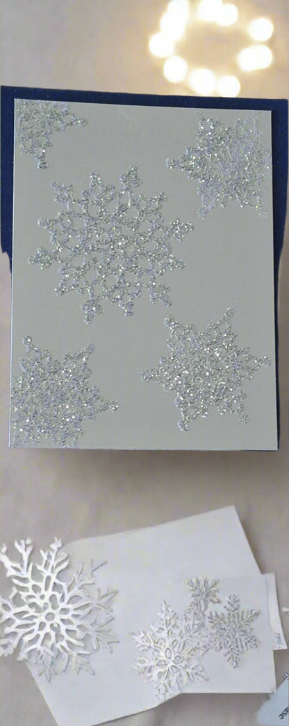 Festive Flurry Silver Snowflake Greeting Card DIY Crafts Project, Front View #2 | Crafty Monkey
