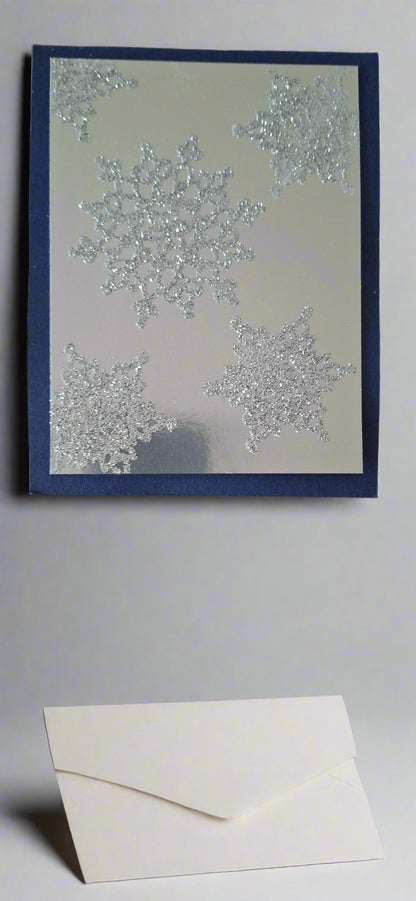 Festive Flurry Silver Snowflake Greeting Card DIY Crafts Project, Front View #3 | Crafty Monkey