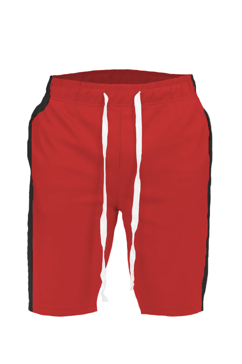 MEN'S SINGLE STRIPE RED DRAWSTRING SHORTS