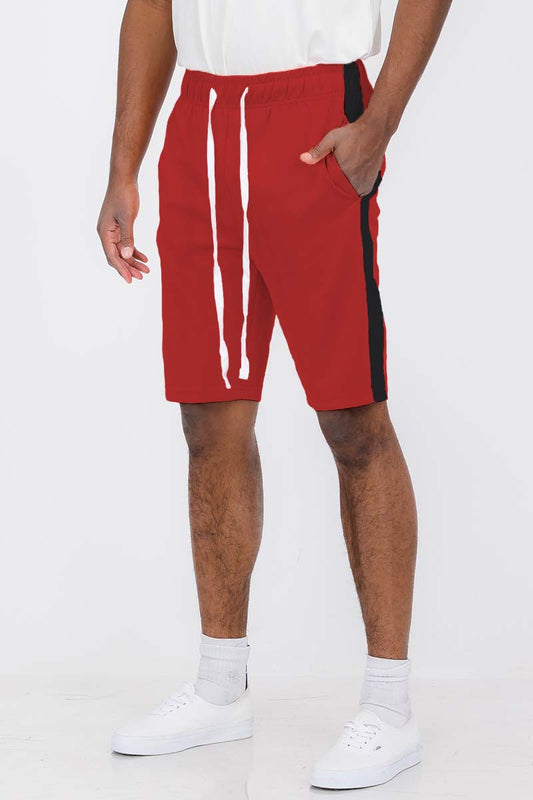 MEN'S SINGLE STRIPE RED DRAWSTRING SHORTS