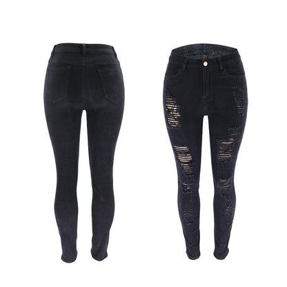 Women's Black Fitted Rear View High Rise Jeans-Jeans-Crafty Monkey