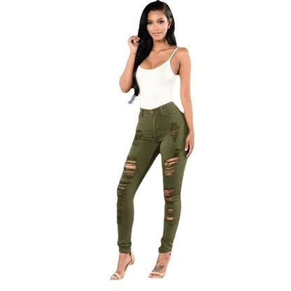 Women's Green Fitted High Rise Jeans-Jeans-Crafty Monkey